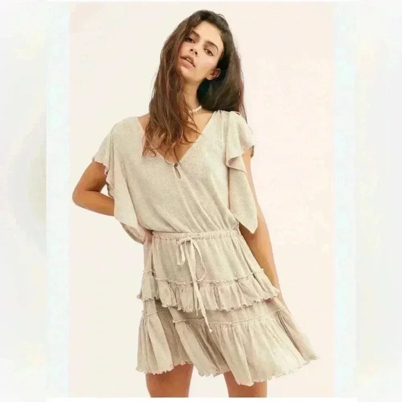Free People FP Beach Harper Mini Dress linen blend dress size XS - Picture 1 of 5